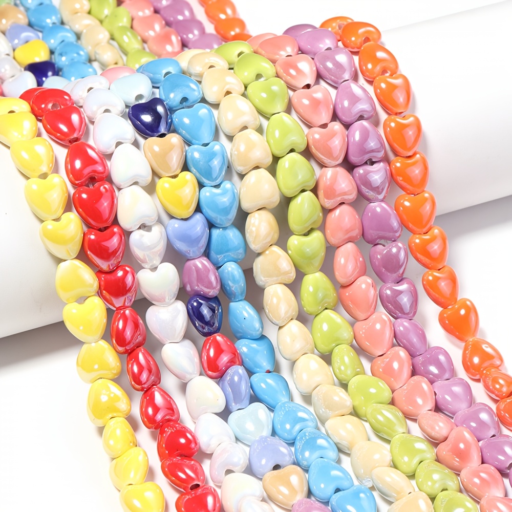 10pcs Multicolor Heart Loose Beads for DIY Jewelry Making